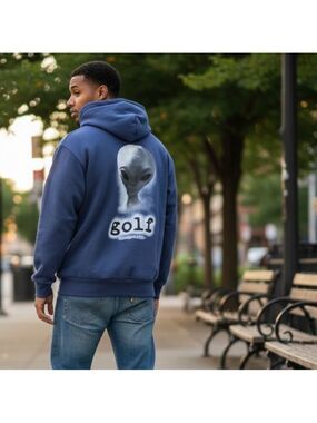 Golf Wang Navy Blue Never Face it Alone Hooded Jacket - Size Large